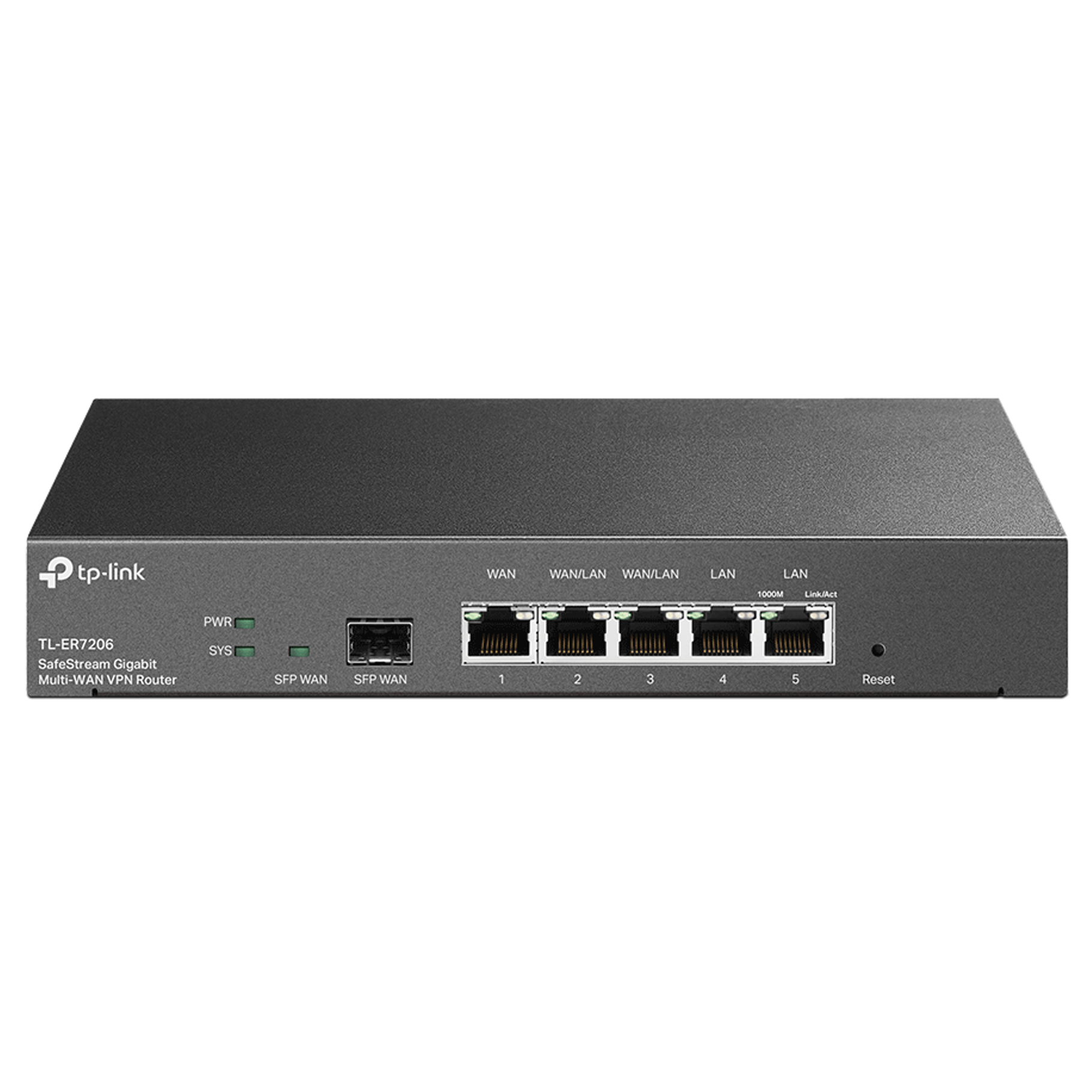 Tplink SafeStream™ Gigabit Multi-WAN VPN Router PORT: 1× Gigabit SFP WAN Port, 1× Gigabit RJ45 WAN Port, 2× Gigabit WAN/LAN RJ45 Ports, 2× Gigabit RJ45 LAN port FEATURE: Integration with Omada SDN Controller, Support 100 IPsec VPN Tunnels, 50 PPTP/L2TP VPN Tunnels, 50 OpenVPN Tunnels, 150000 Concurrent Sessions, Load Balance, Link Backup, Policy-based Firewall, Static Routing, Policy Routing, Multi-net DHCP, Guest Portal, VLAN