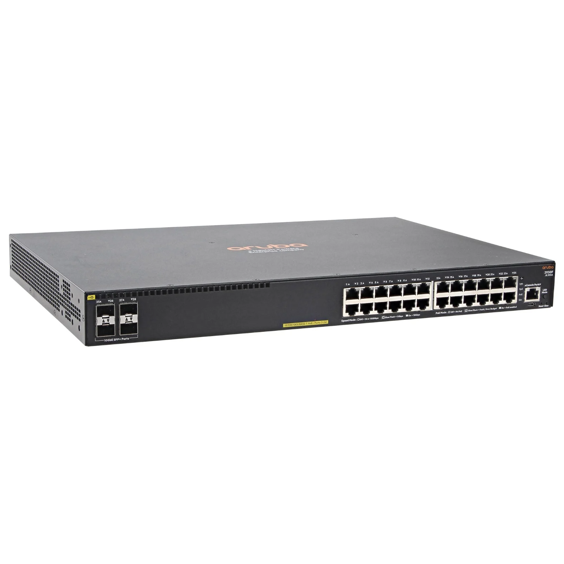 Aruba 2930F 24G PoE+ 4SFP+ Swch [24 ports 10/100/1000 PoE+ 4 ports SFP+, L3, Fully Managed]