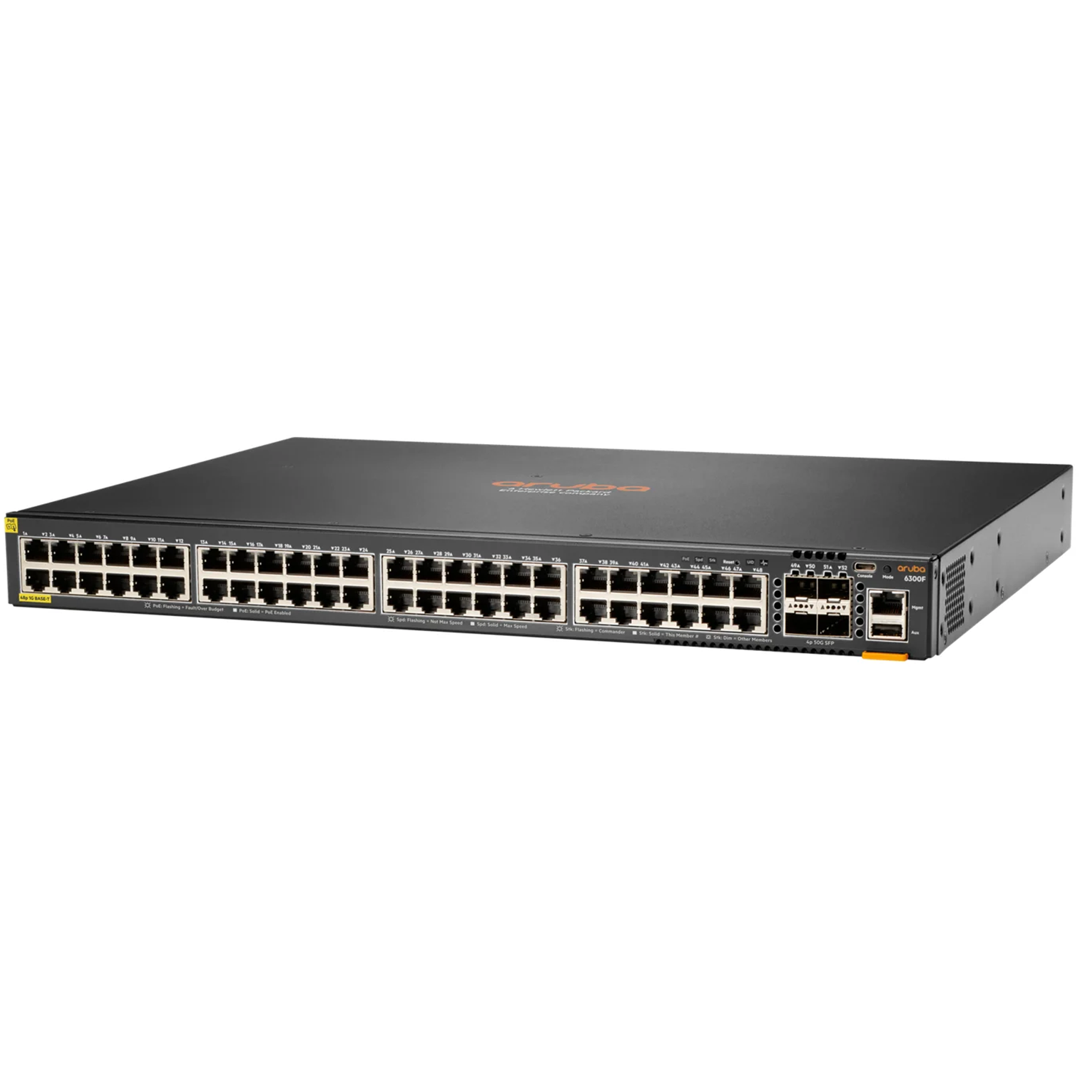 Aruba 6300F 48G CL4 PoE 4SFP56 Sw [48 ports 10/100/1000 PoE + 4 ports 1G/10G/25G/50G SFP, L3 Full managed]