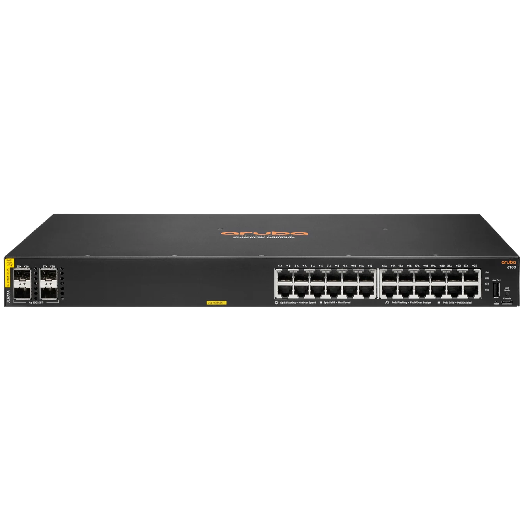 Aruba 6100 24G CL4 4SFP+ Swch [24 ports 10/100/1000 PoE + 4 ports SFP+, L2 Full managed]