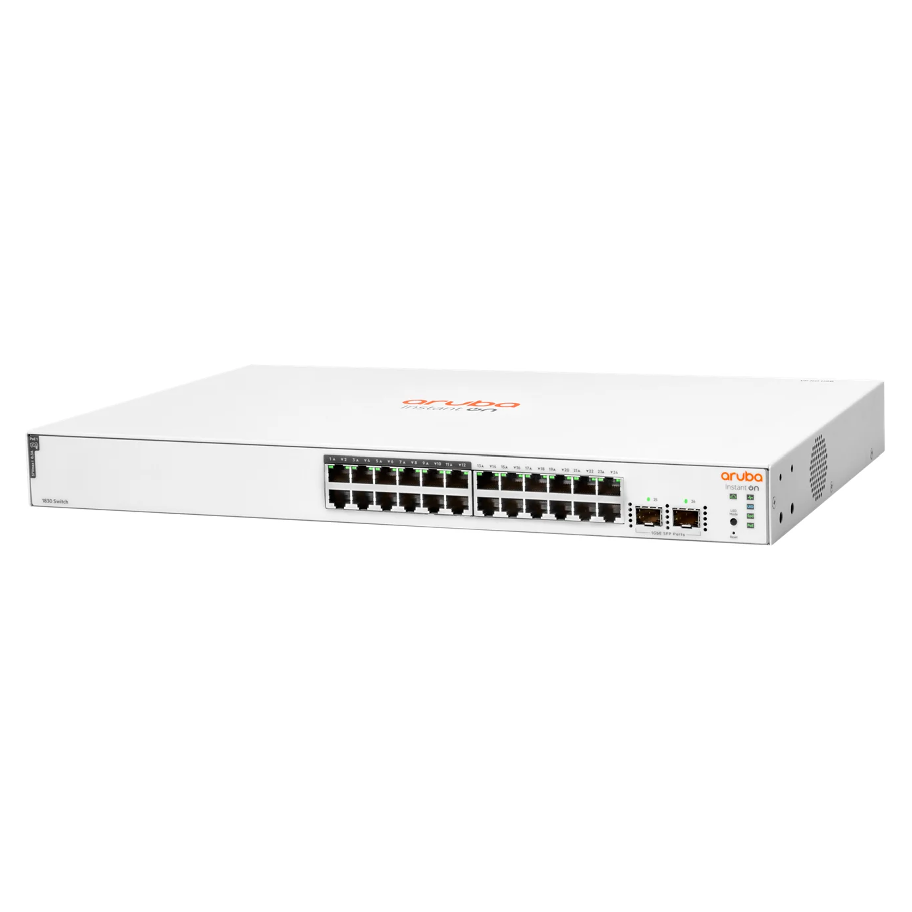 Aruba Instant On 1830 24G 2SFP 195W Switch [12 ports 10/100/1000 + 12 ports 10/100/1000 PoE + 2 ports SFP ,L2, Smart Managed]