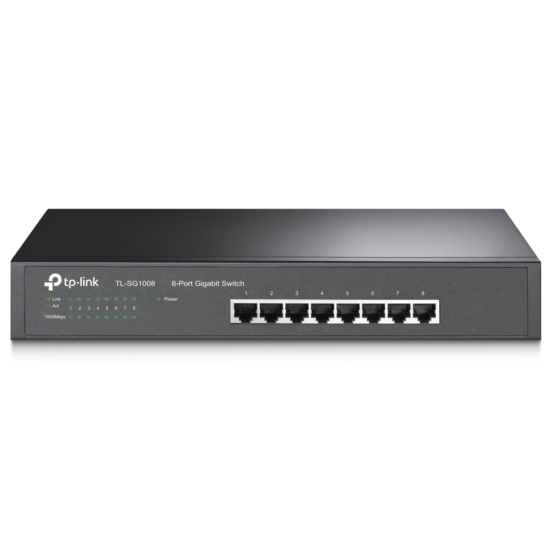 Tplink 8-port Gigabit Switch, 8 10/100/1000M RJ45 ports, 1U 13-inch rack-mountable steel case