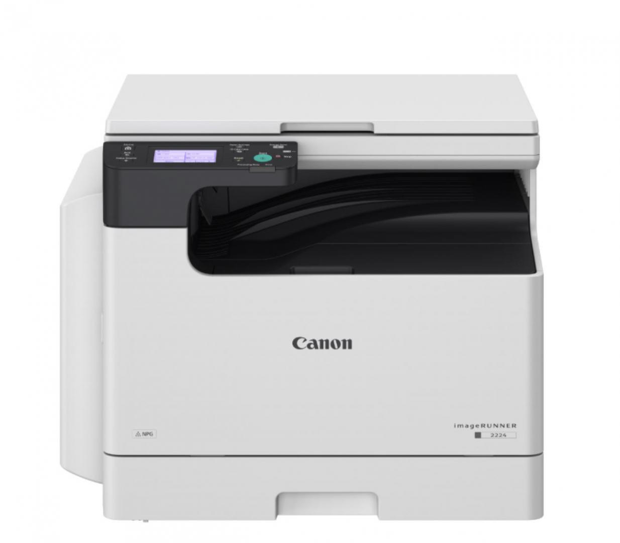 Canon Laser image RUNNER2224 MFP 3 en 1 Mono A3,Impression,copie,numérisation Ecran LCD3,5'' Vitesse 24 ppm (A4),12 ppm (A3),1200x1200ppm,processeur double coeur1,6GHz Mémoire 1Go de RAM capacité Bac 350 Feuiles Interface USB2.0.Livrée avec Toner Black C-EXV42