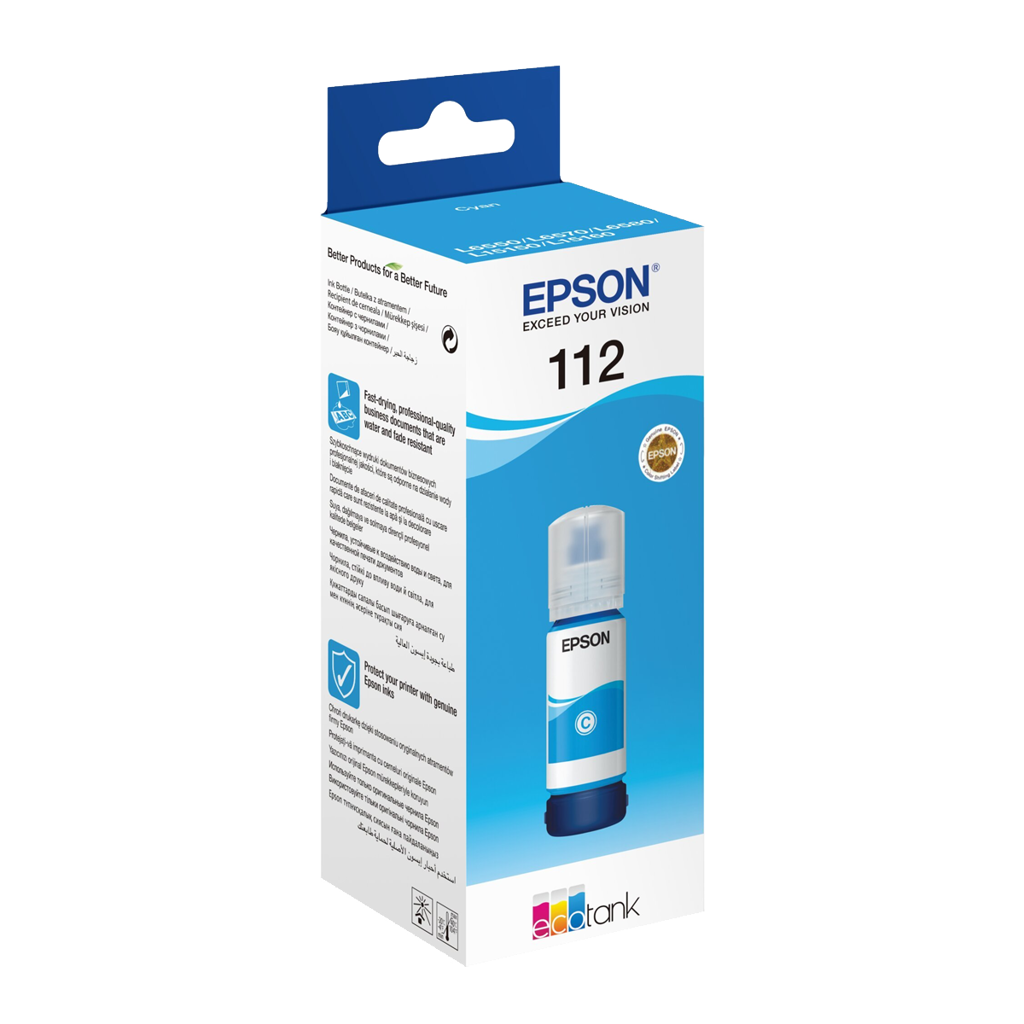 EPSON 112 EcoTank Pigment Cyan ink bottle