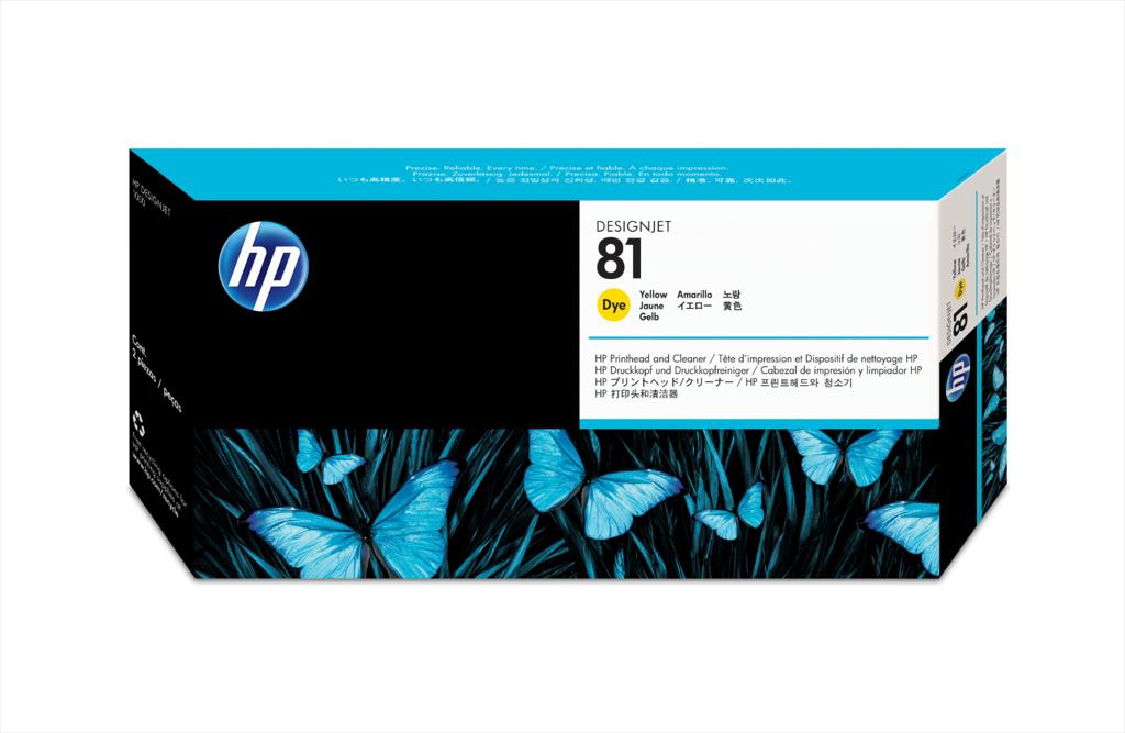 HP 81 Yellow DesignJet Dye Printhead and Printhead Cleaner