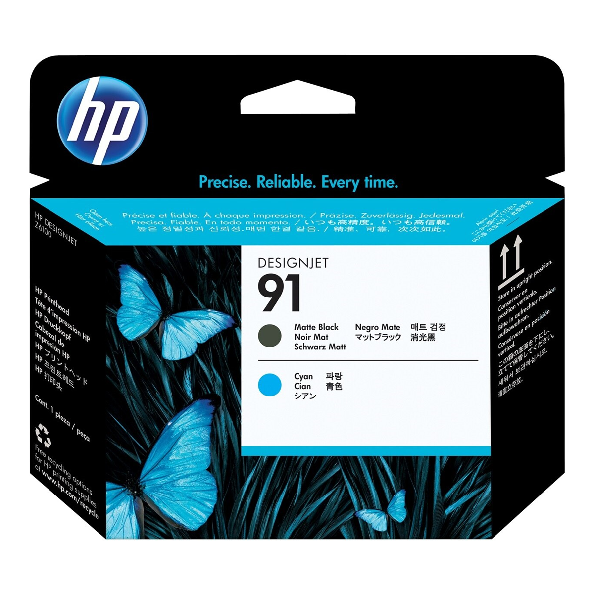 HP 91 Matte Black and Cyan DesignJet Printhead