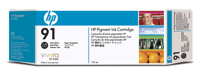 HP 91 775-ml Photo Black DesignJet Pigment Ink Cartridge