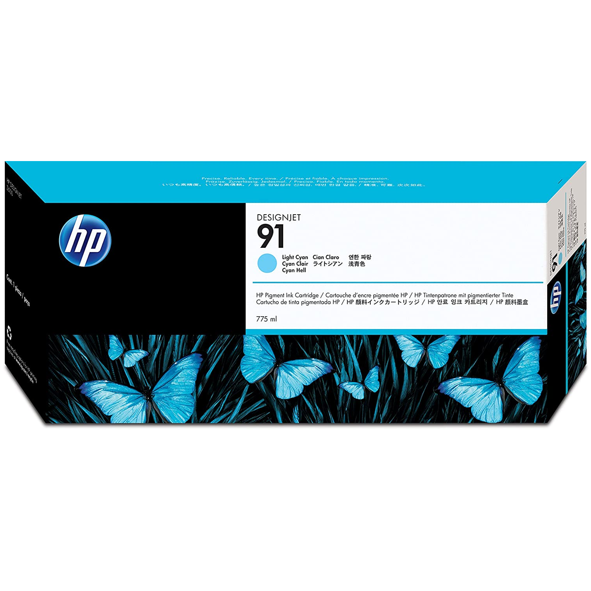 HP 91 775-ml Light Cyan DesignJet Pigment Ink Cartridge