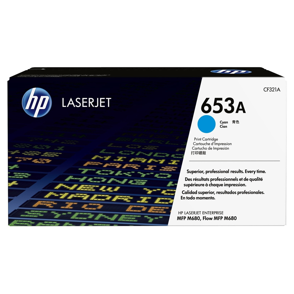 HP 653A Cyan Original LaserJet Toner Cartridge CF321A, up to 16,500 pages, for CLJ Enterprise MFP M680