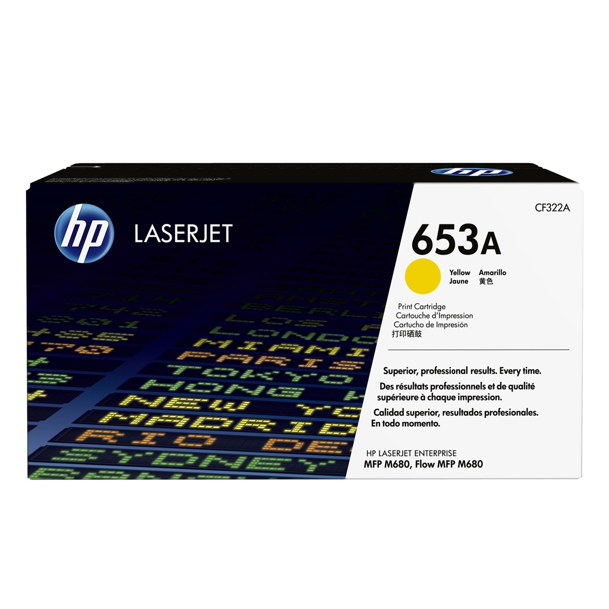 HP 653A Yellow Original LaserJet Toner Cartridge CF322A, up to 16,500 pages, for CLJ Enterprise MFP M680