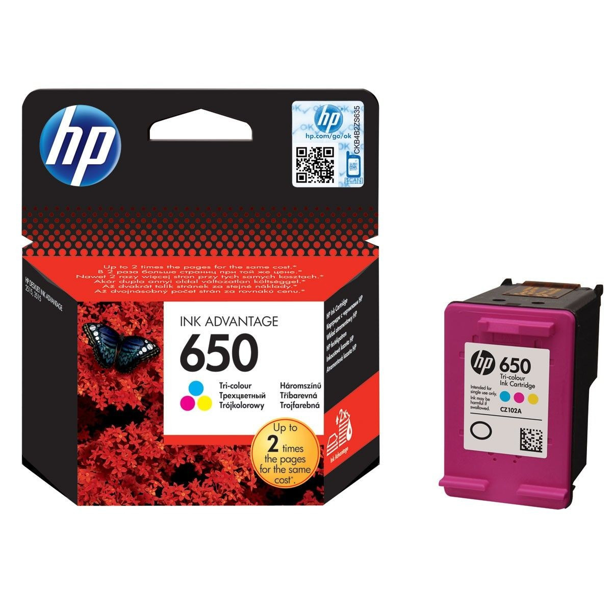 HP 650 Tri-color Original Ink Advantage Cartridge